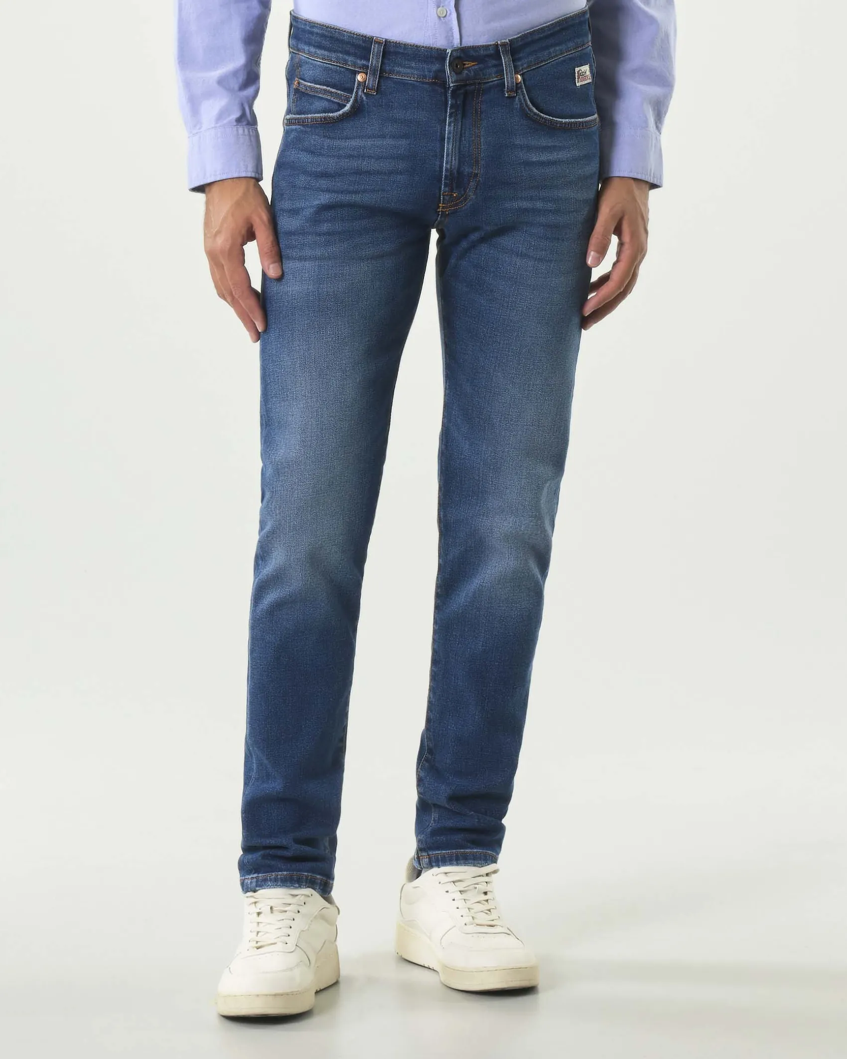 Jeans 517 Roy Roger's slim-fit in cotone stretch lavaggio Lowel scuro con baffature