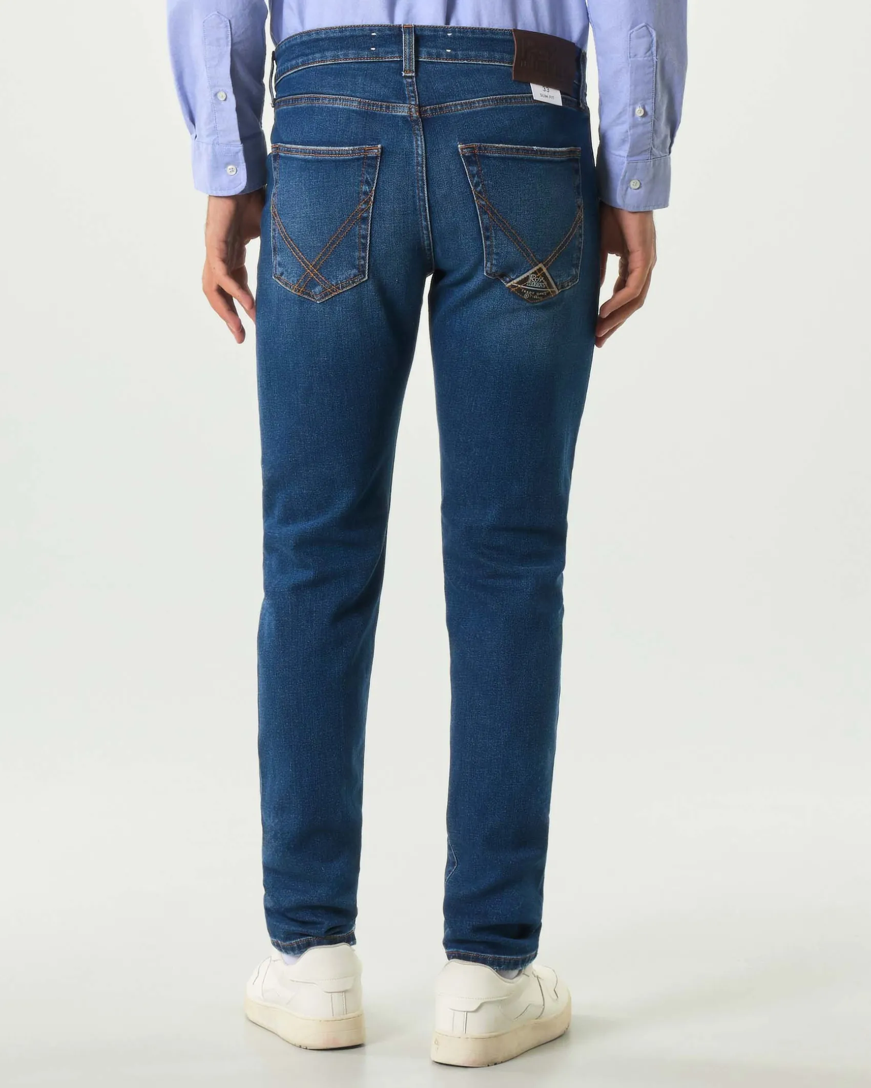 Jeans 517 Roy Roger's slim-fit in cotone stretch lavaggio Lowel scuro con baffature