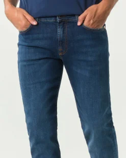 Jeans 517 Roy Roger's slim-fit in cotone stretch lavaggio Wash52 scuro con leggere baffature