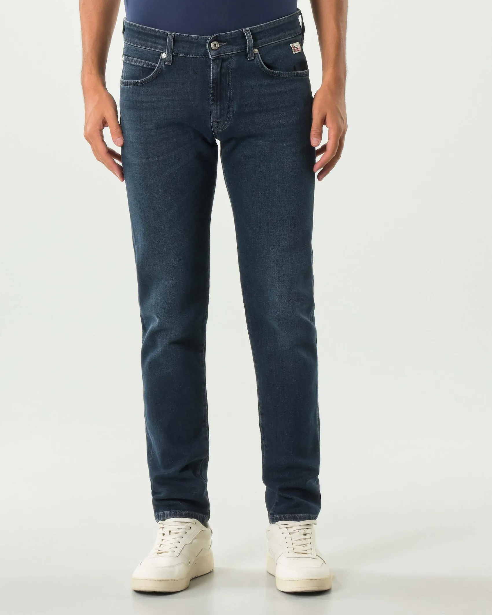 Jeans 517 Roy Roger's slim-fit in cotone stretch lavaggio Foxrun blublack con leggere baffature