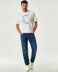 Jeans 529 Roy Roger's slim-fit in cotone stretch lavaggio Dakota scuro con baffature