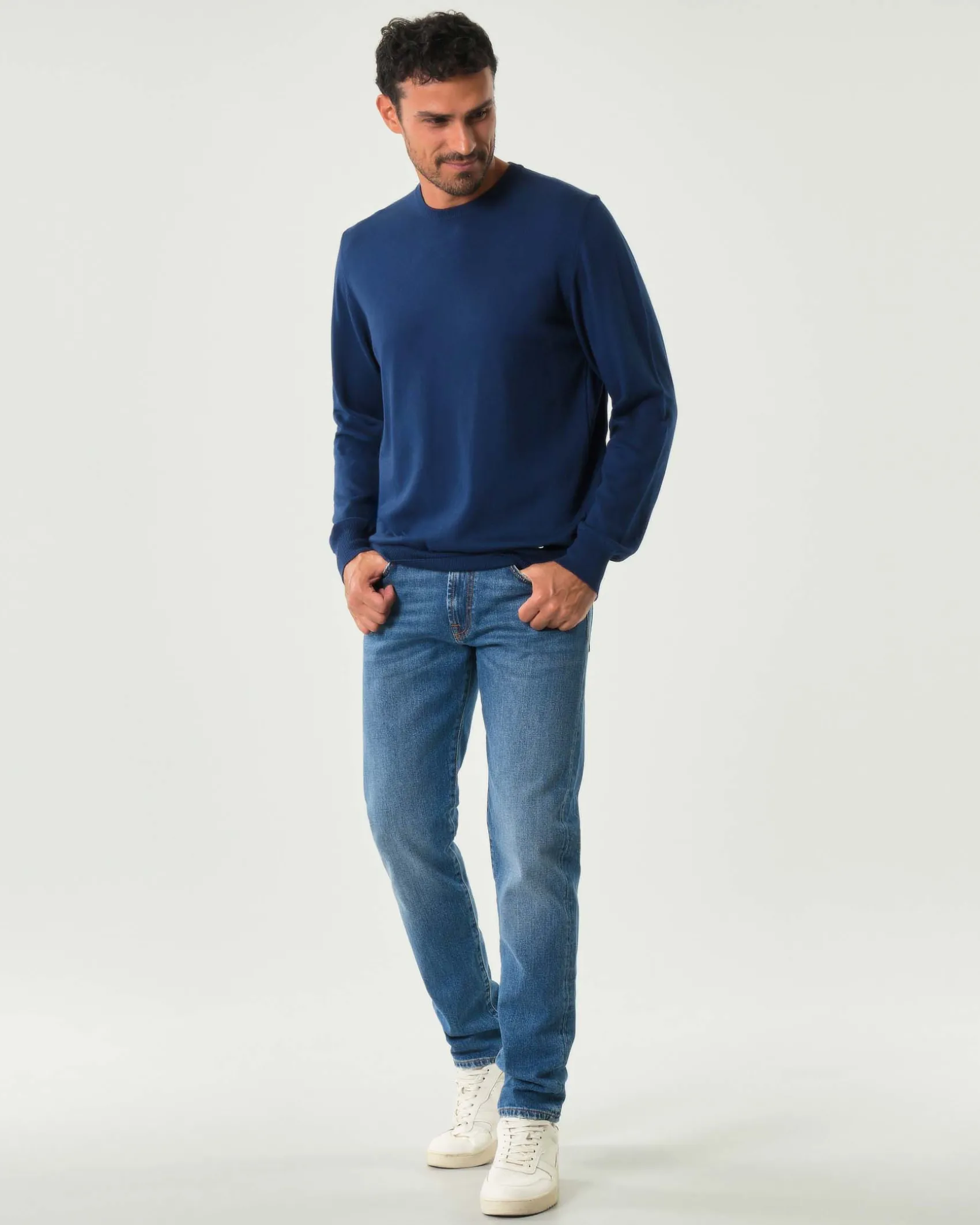 Jeans 517 Roy Roger's slim-fit in cotone stretch lavaggio Leland chiaro con baffature