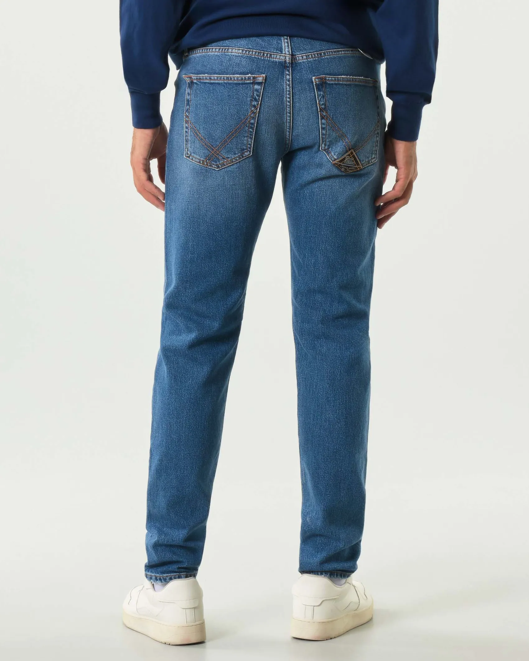 Jeans 517 Roy Roger's slim-fit in cotone stretch lavaggio Leland chiaro con baffature