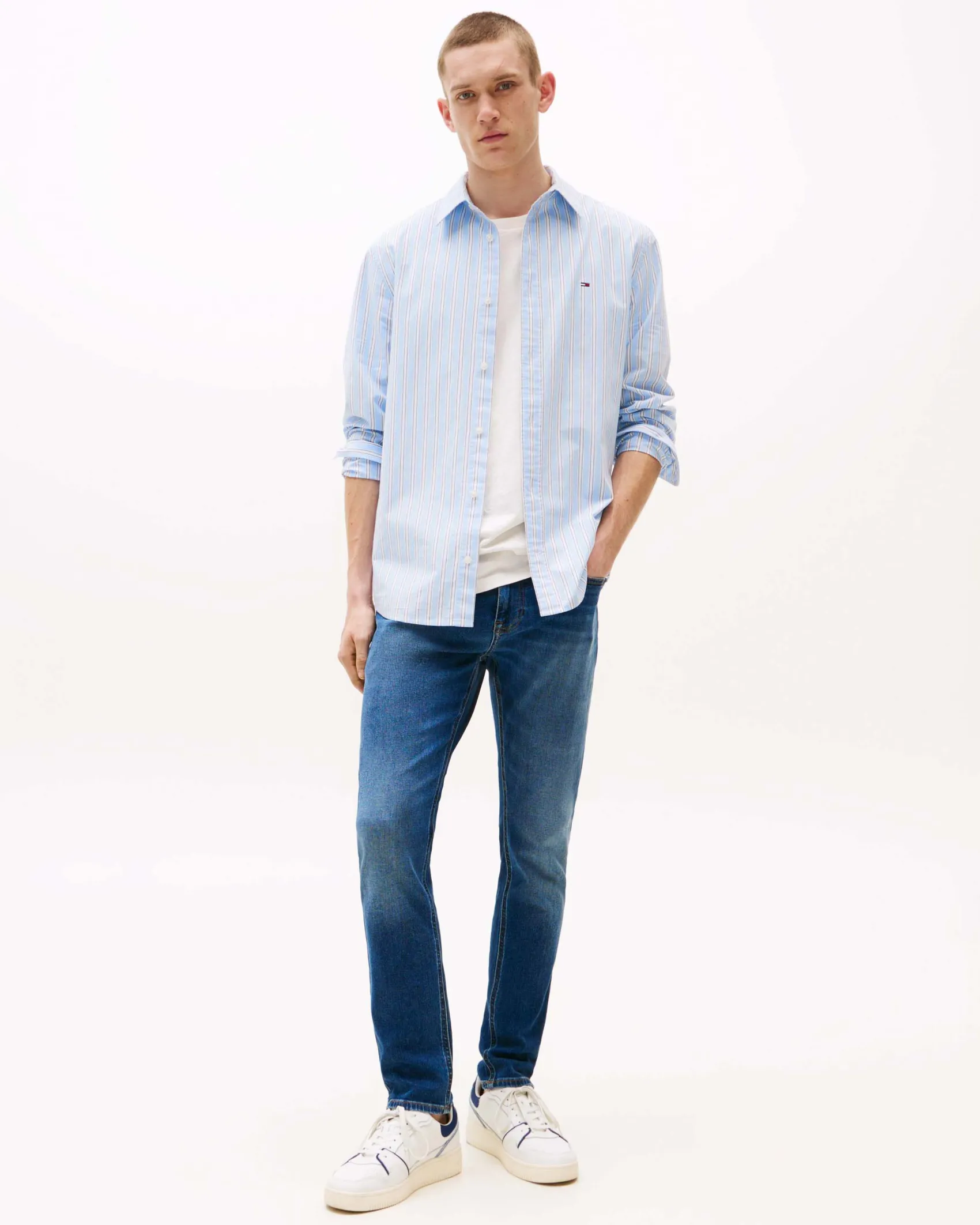 Jeans Austin Tommy Jeans slim tapered fit in cotone stretch lavaggio medio stone washed