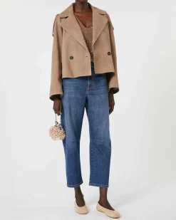 Jeans barrel leg blu stone washed Weekend Max Mara in cotone stretch