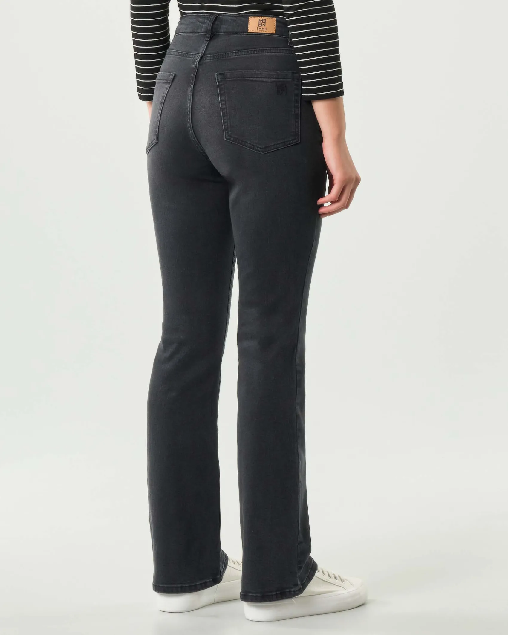Jeans bootcut neri delavè Emme Marella in cotone stretch