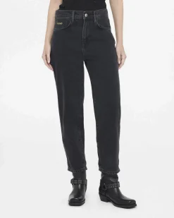 Jeans boyfriend Liu Jo Jeans nero in cotone con tasca in rilievo