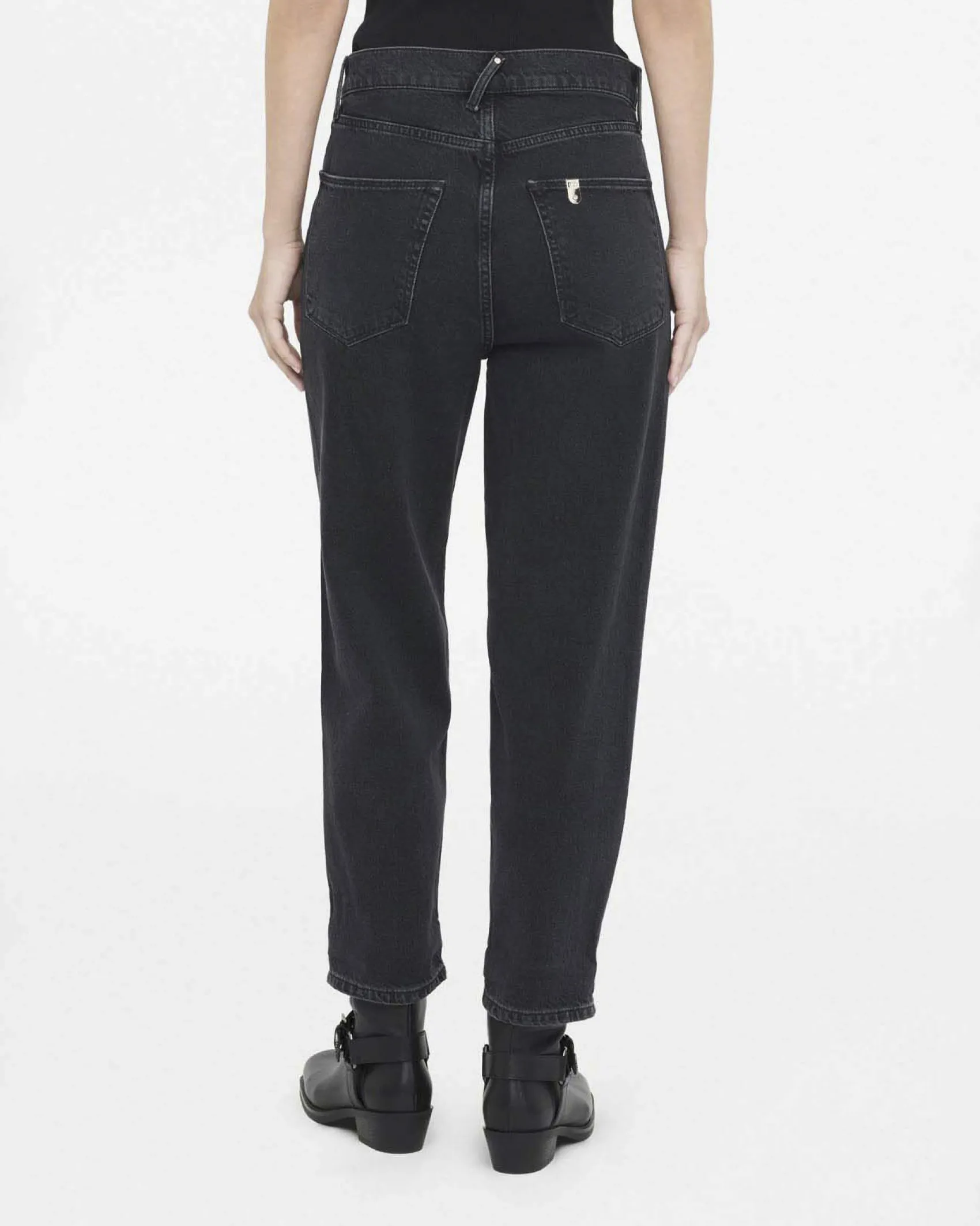 Jeans boyfriend Liu Jo Jeans nero in cotone con tasca in rilievo
