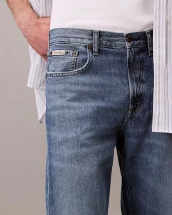 Jeans Calvin Klein Jeans blu medium wash in cotone con baffature