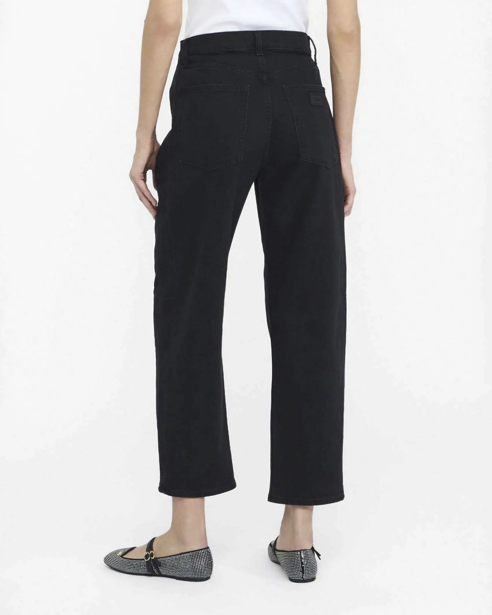Jeans cropped Liu Jo Jeans neri in denim con strass applicati