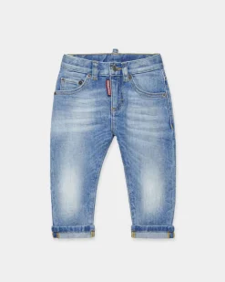 Jeans Dsquared2 in cotone stretch lavaggio chiaro stone washed