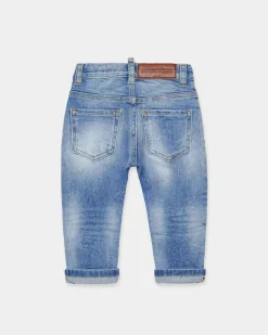 Jeans Dsquared2 in cotone stretch lavaggio chiaro stone washed
