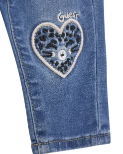 Jeans Guess in cotone stretch con toppe a cuore e gattini