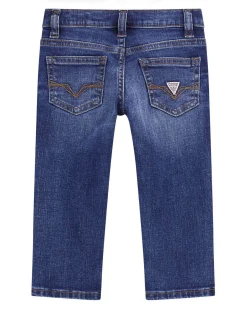 Jeans Guess regular fit in cotone stretch lavaggio scuro stone washed con baffature