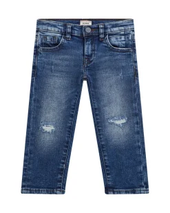 Jeans Guess slim in cotone stretch a lavaggio scuro con abrasioni