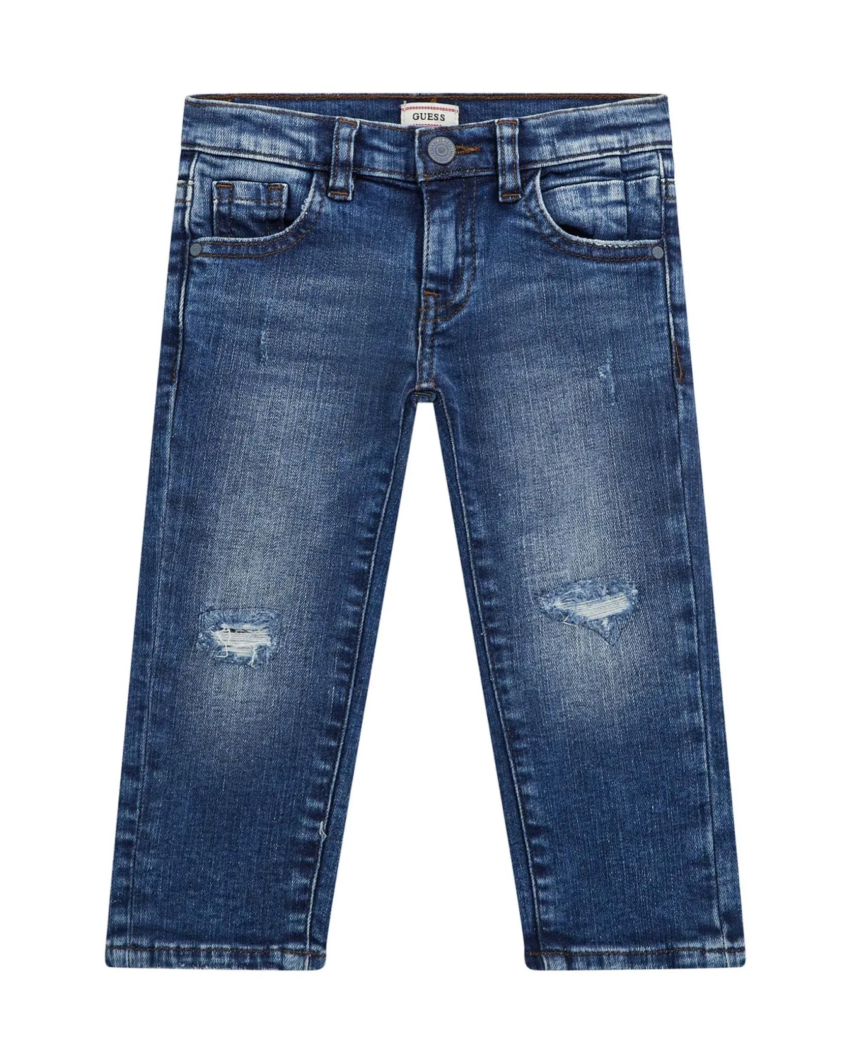 Jeans Guess slim in cotone stretch a lavaggio scuro con abrasioni