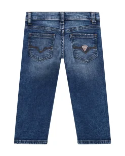 Jeans Guess slim in cotone stretch a lavaggio scuro con abrasioni