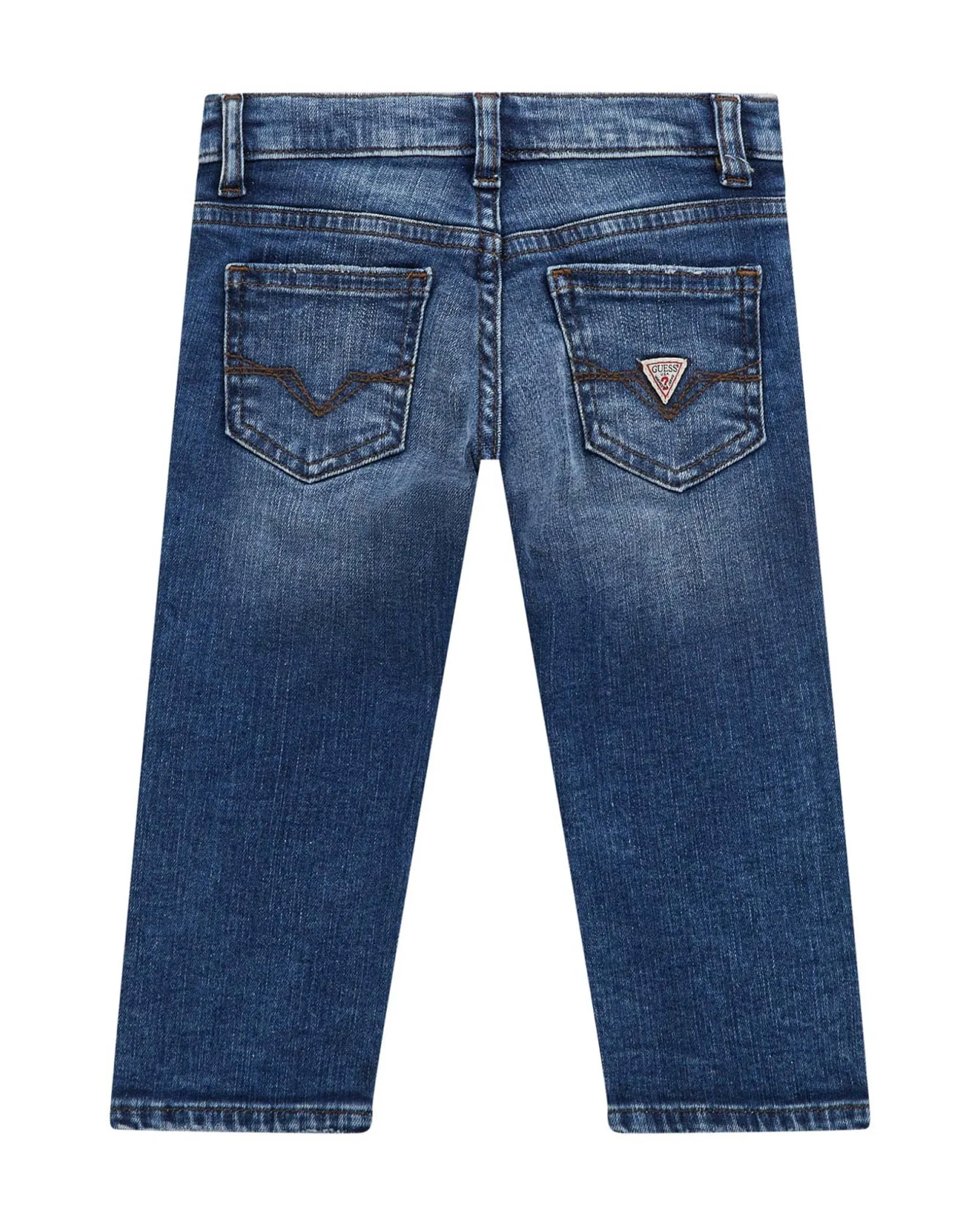 Jeans Guess slim in cotone stretch a lavaggio scuro con abrasioni