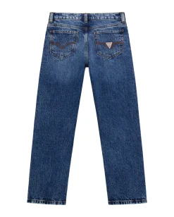 Jeans Guess straight in cotone elasticizzato a lavaggio scuro stone washed