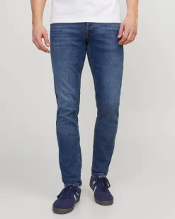 Jeans Jack & Jones Glenn slim-fit a vita bassa in cotone stretch lavaggio medio stone washed