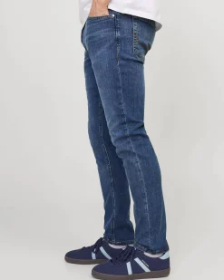 Jeans Jack & Jones Glenn slim-fit a vita bassa in cotone stretch lavaggio medio stone washed