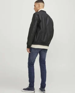 Jeans Jack & Jones skinny a vita bassa in cotone stretch lavaggio scuro stone washed con baffature