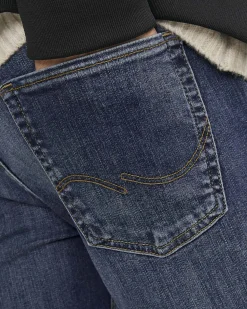 Jeans Jack & Jones skinny a vita bassa in cotone stretch lavaggio scuro stone washed con baffature