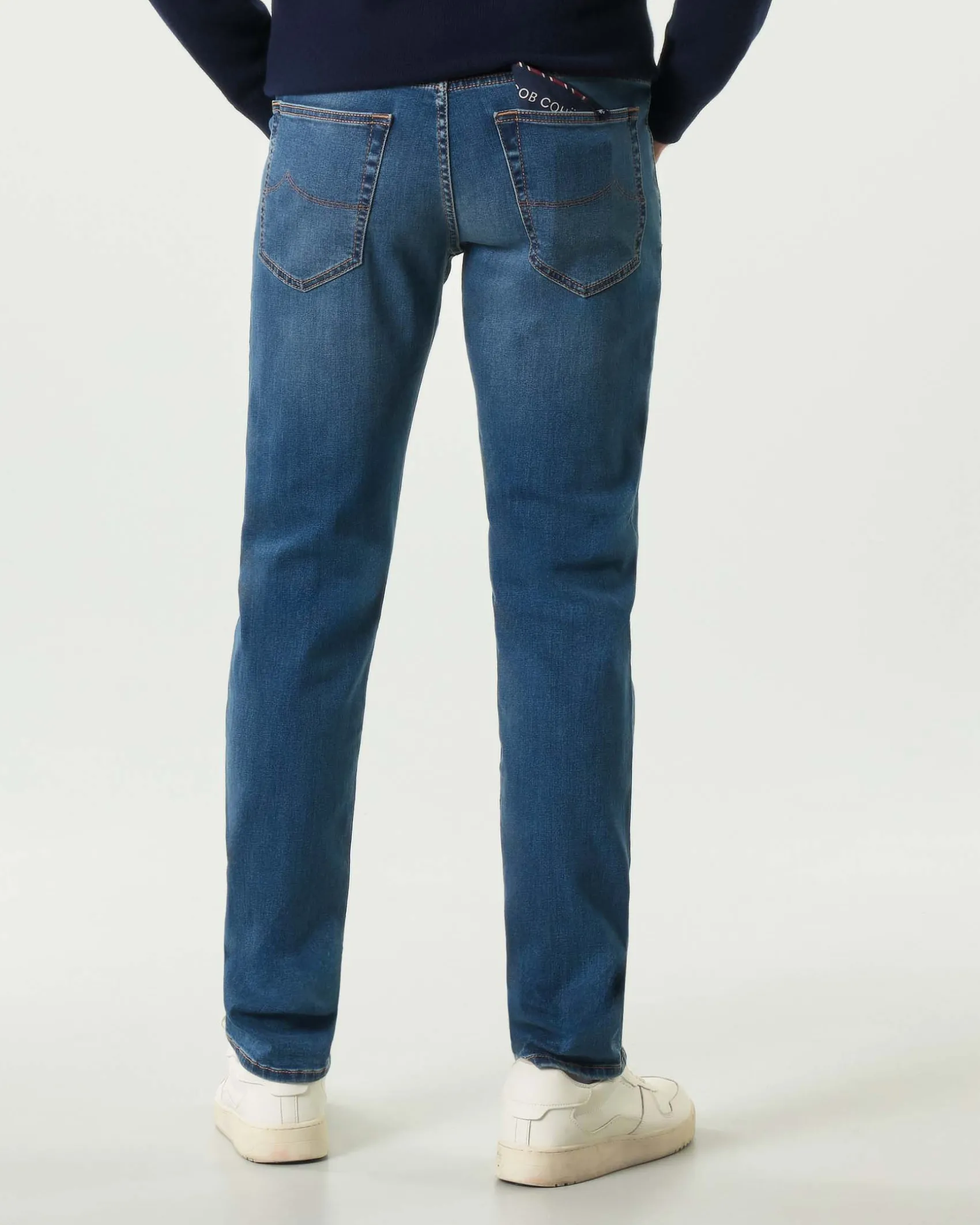 Jeans Jacob Cohen Nick slim-fit in cotone stretch lavaggio medio stone washed con baffature