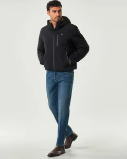 Jeans Jacob Cohen Scott carrot-fit in cotone stretch lavaggio medio stone washed con baffature