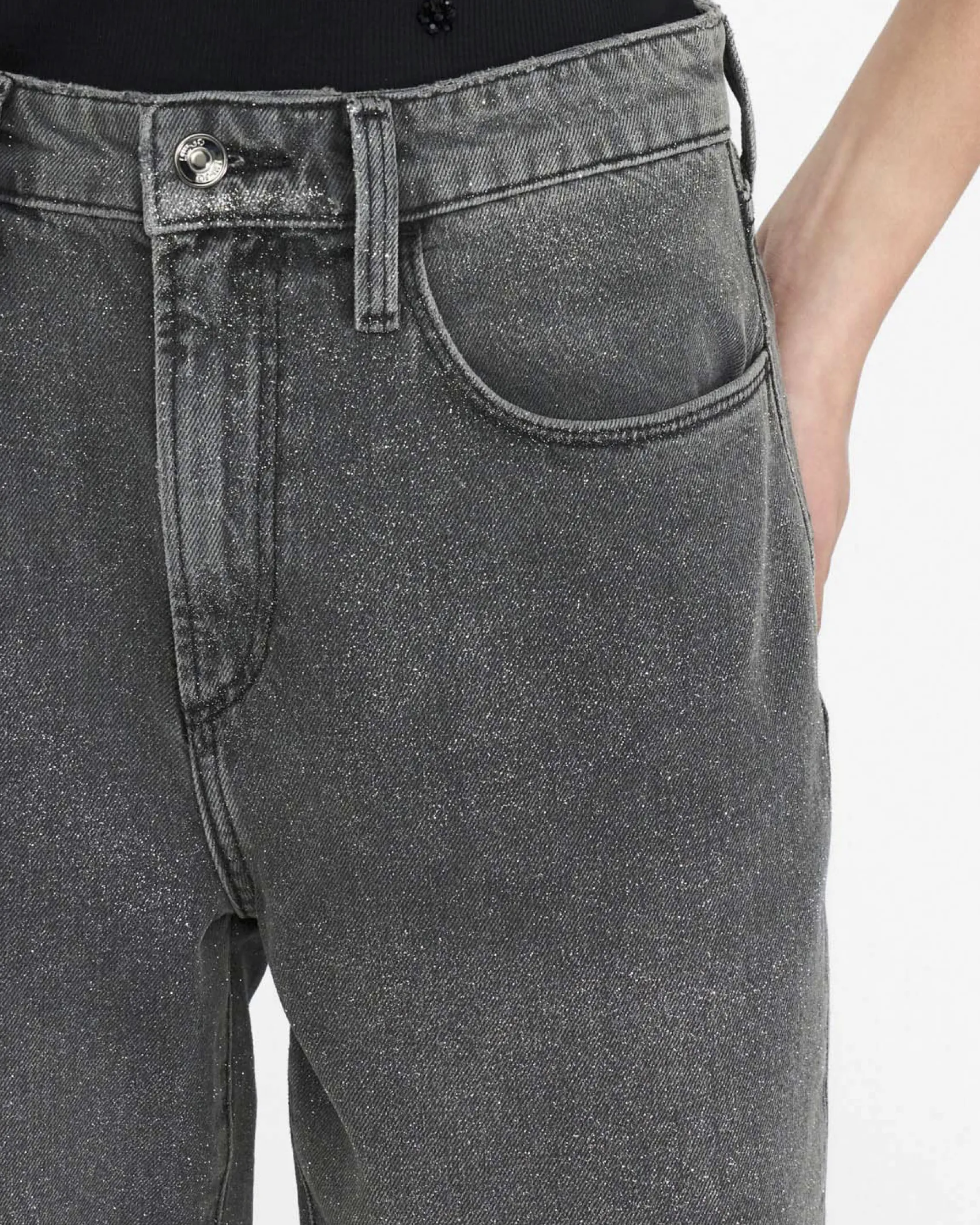 Jeans Liu Jo Jeans grigi in denim con motivo glitter in rilievo