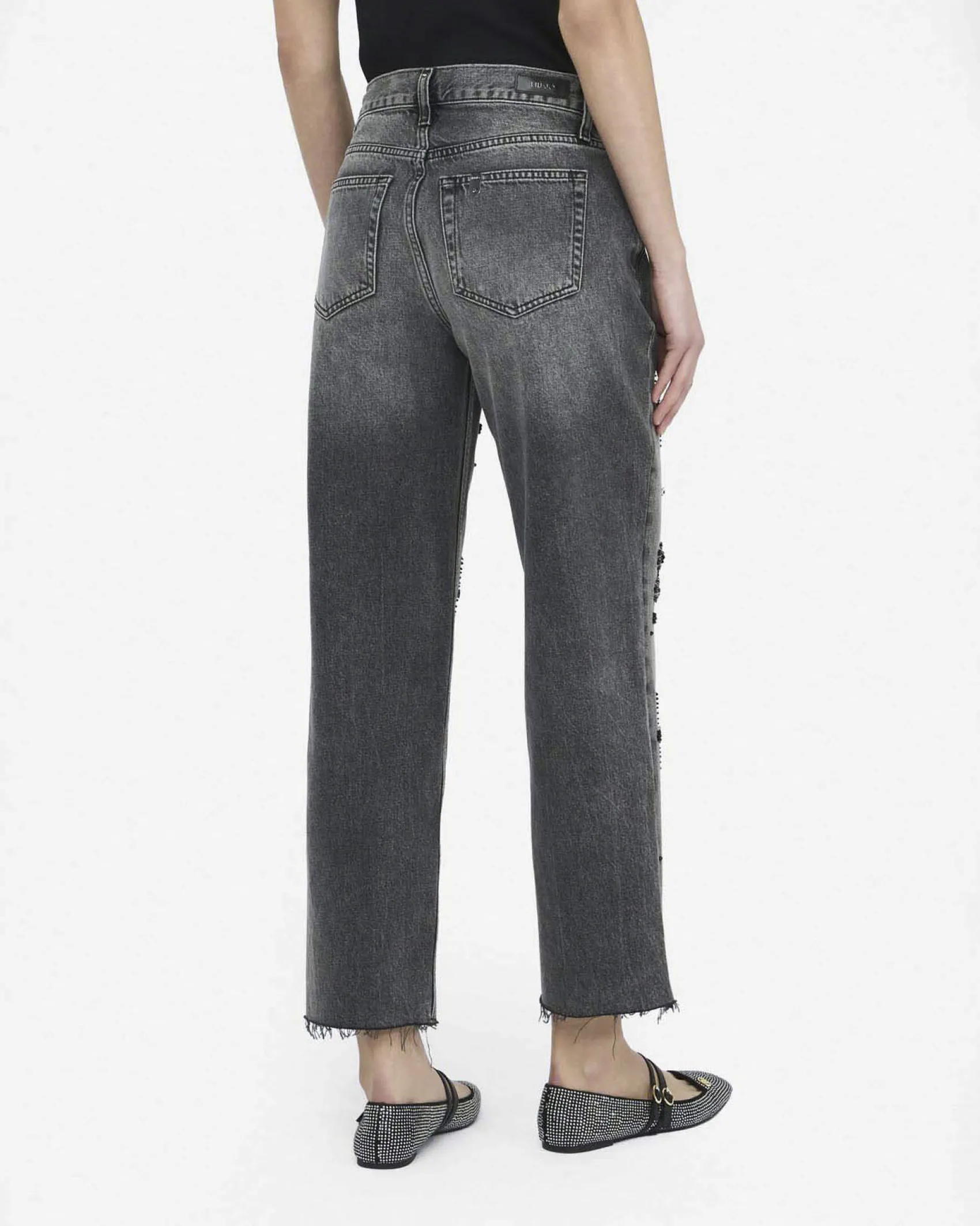 Jeans Liu Jo Jeans nero in cotone con dettagli in rilievo