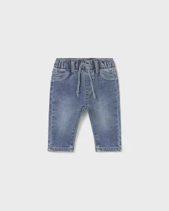 Jeans Mayoral in cotone stretch a lavaggio medio stone washed con coulisse