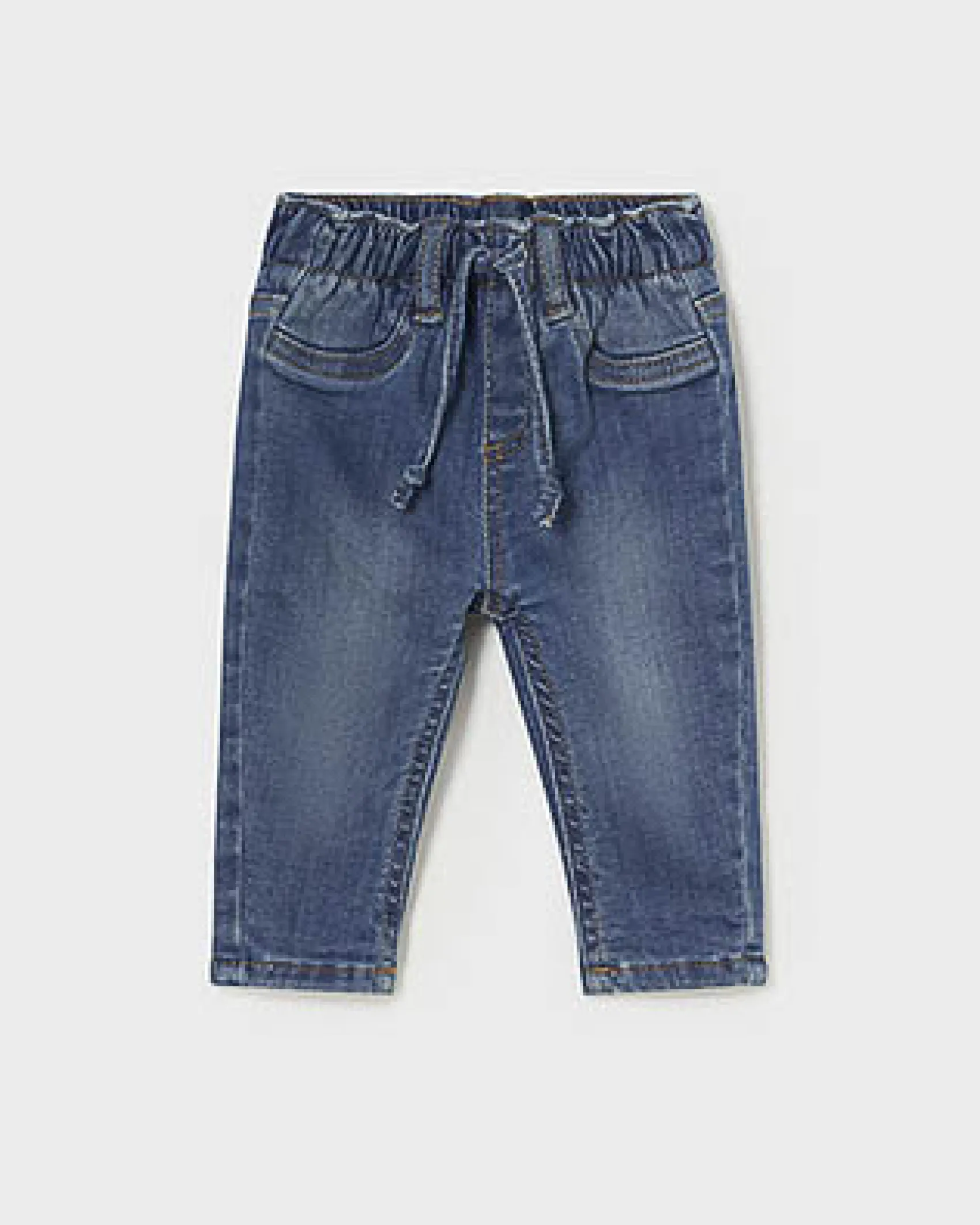 Jeans Mayoral in cotone stretch a lavaggio scuro stone washed con coulisse