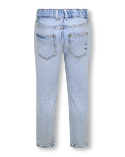 Jeans mom-fit Kids Only in cotone a lavaggio chiaro con abrasioni