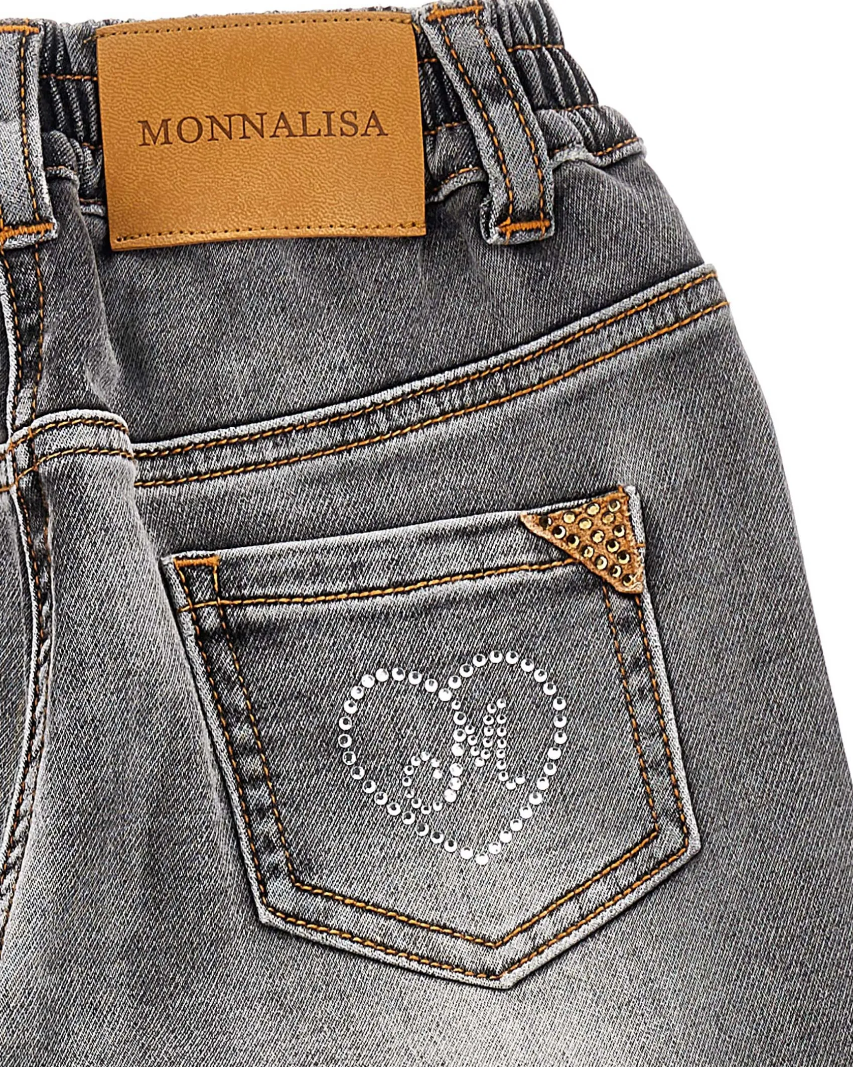 Jeans Monnalisa cargo nero stone washed in cotone stretch wide leg