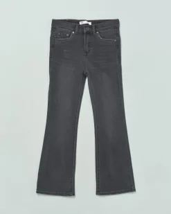 Jeans nero a zampa con baffature
