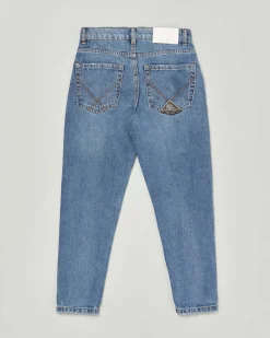 Jeans Roy Roger's carrot fit a lavaggio medio stone washed con baffature