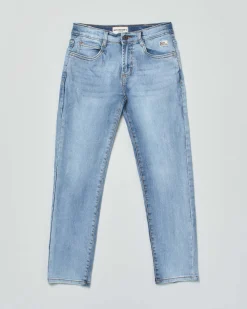 Jeans Roy Roger's regular a lavaggio chiaro stone washed con baffature