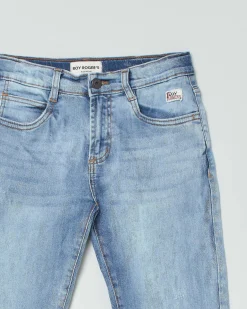 Jeans Roy Roger's regular a lavaggio chiaro stone washed con baffature