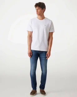 Jeans skinny Guess blu in cotone elasticizzato lavaggio medio con baffature