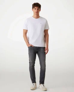 Jeans skinny Guess grigio antracite in cotone elasticizzato con baffature
