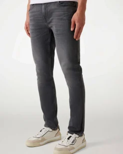 Jeans skinny Guess grigio antracite in cotone elasticizzato con baffature