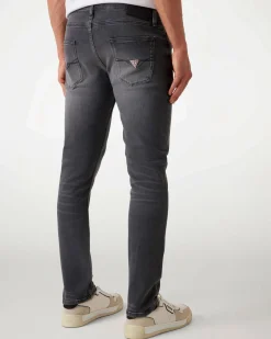 Jeans skinny Guess grigio antracite in cotone elasticizzato con baffature
