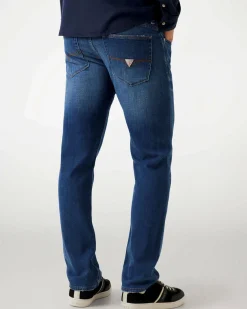 Jeans slim Guess blu in cotone elasticizzato lavaggio medio stone washed
