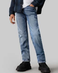Jeans straight Calvin Klein a lavaggio chiaro stone washed in cotone stretch