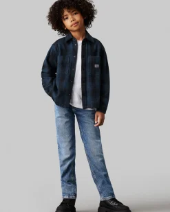 Jeans straight Calvin Klein a lavaggio chiaro stone washed in cotone stretch