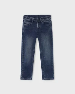 Jeans straight Mayoral in cotone elasticizzato a lavaggio scuro stone washed