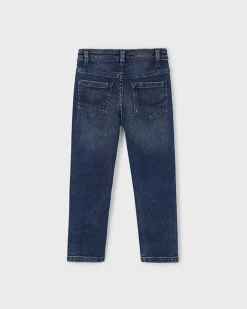 Jeans straight Mayoral in cotone elasticizzato a lavaggio scuro stone washed