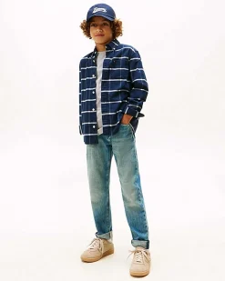 Jeans straight Tommy Hilfiger lavaggio medio stone washed in puro cotone