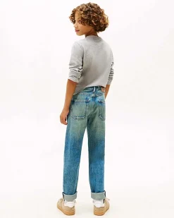 Jeans straight Tommy Hilfiger lavaggio medio stone washed in puro cotone